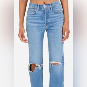 NWT Re/Done 70s Stove Pipe Distressed Jeans size 26